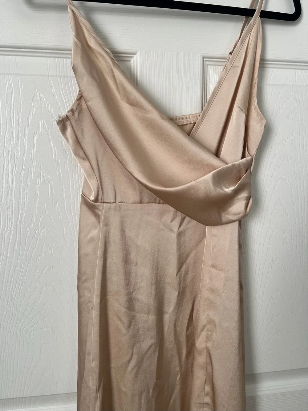 Slip Midi Dress with Draped Cowl Neck in Champagne - Picture 2 of 3